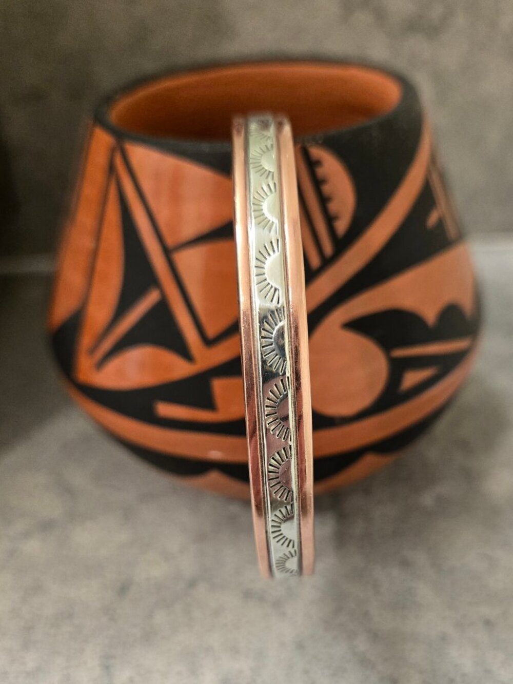 Navajo Copper and Sterling Cuff Bracelet by Sylvania Apache
